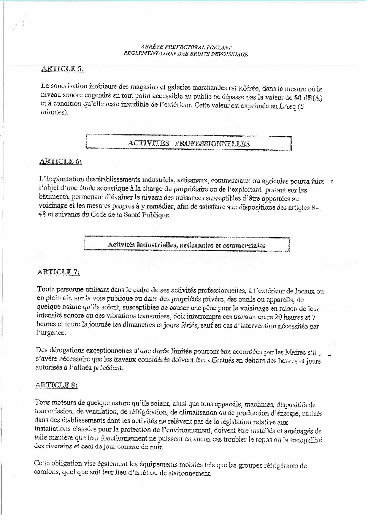 Rappel de la règlementation des bruits de voisinage
